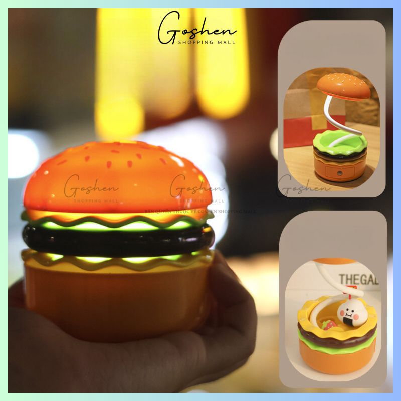 Đèn Ngủ, Đèn Bàn Led Sáng Tạo Hamburger Ánh Sáng Dịu Bảo Vệ Mắt