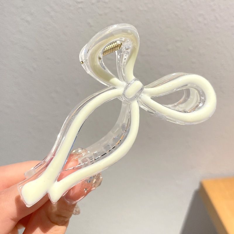 Kẹp 8cm-Hoa Sứ, Kẹp Tóc Càng Cua Hình Nơ Hologram Ngọt Ngào Phong Cách Hàn Quốc