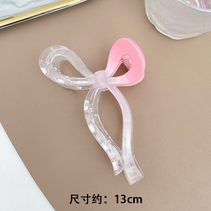 Kẹp Tóc Càng Cua Hình Nơ Trái Tim Thạch Hồng Ngọt Ngào Hàn Quốc