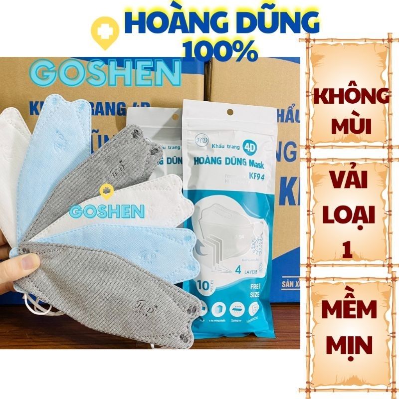 Sỉ 1 thùng 300 cái Khẩu Trang Y Tế Kháng Khuẩn 4D Hoàng Dũng Mask KF94, Đạt Chuẩn Hàn Quốc, Kháng Khuẩn, Chống Bụi Mịn
