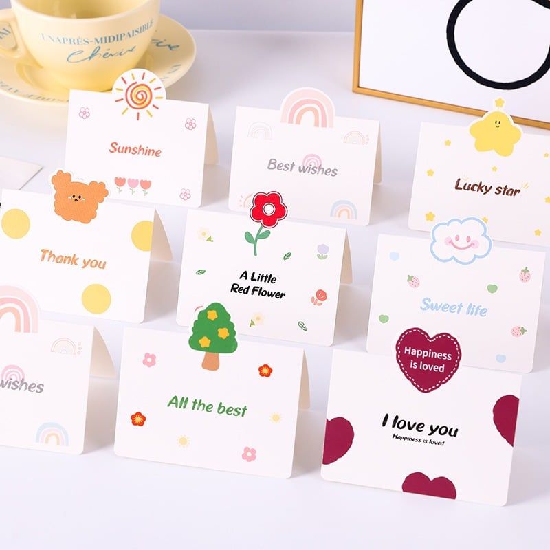 Thiệp Cảm Ơn, Thiệp Chúc Mừng Phong Cách Hiện Đại Dễ Thương Nhiều Màu