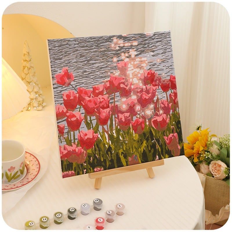 Tranh Tô Màu Số Hóa 20x20cm Mẫu Phong Cảnh Có Kèm Cọ Và Móc Treo