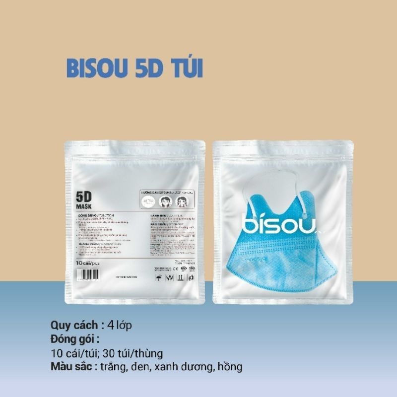 Khẩu Trang 3D và 5D Bisou Cao Cấp (Ôm sát mặt, dễ thở)