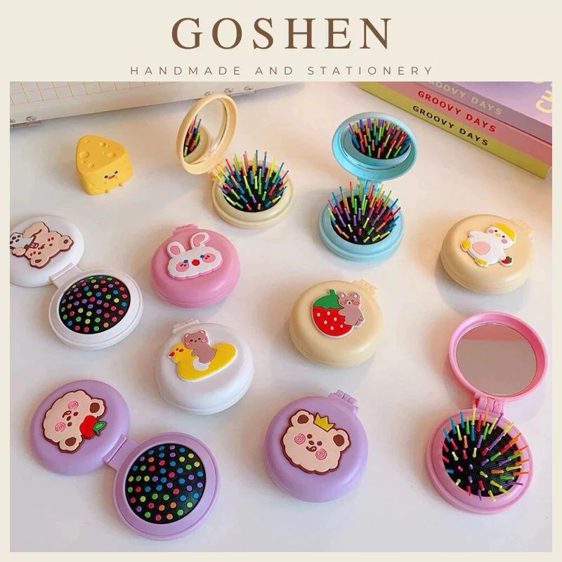 Gương Lược Tròn Mini Charm Hoạt Hình Cute