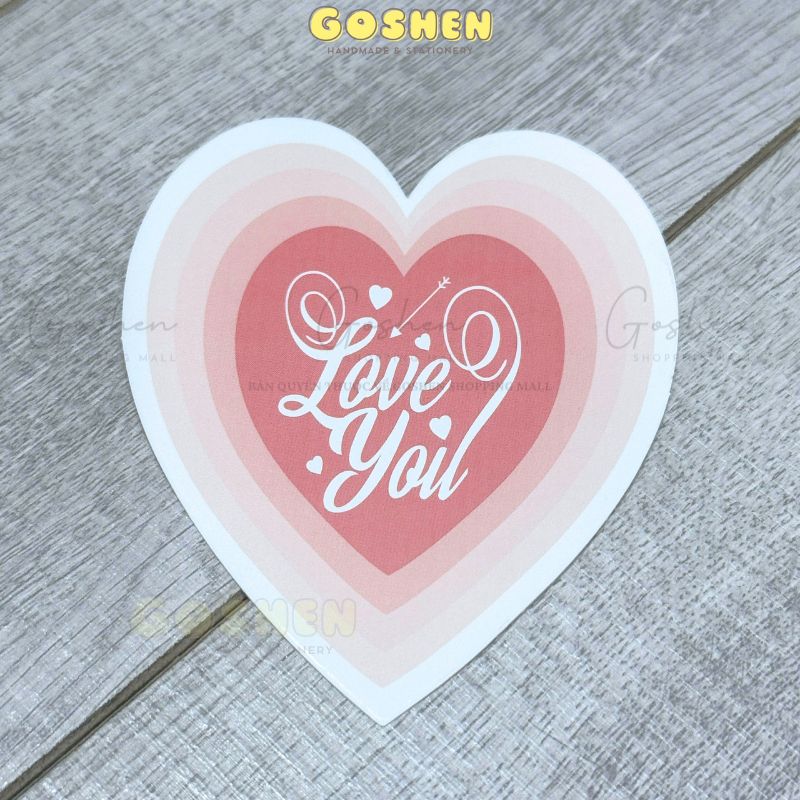 (6x6cm) Banner Trái Tím Trang Trí Bó Hoa, Bánh Kem Sinh Nhật, Ngày Kỉ Niệm,Ngày Lễ 8/3, Valentine.