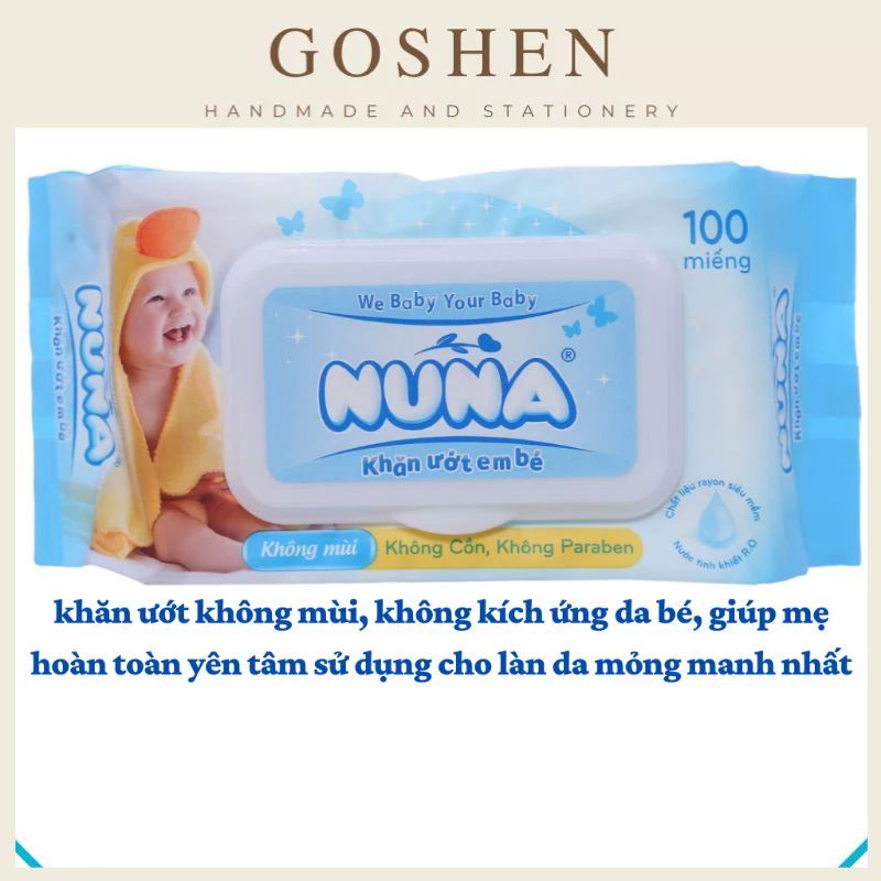 Khăn Ướt Em Bé Nuna (Không mùi) 100 miếng