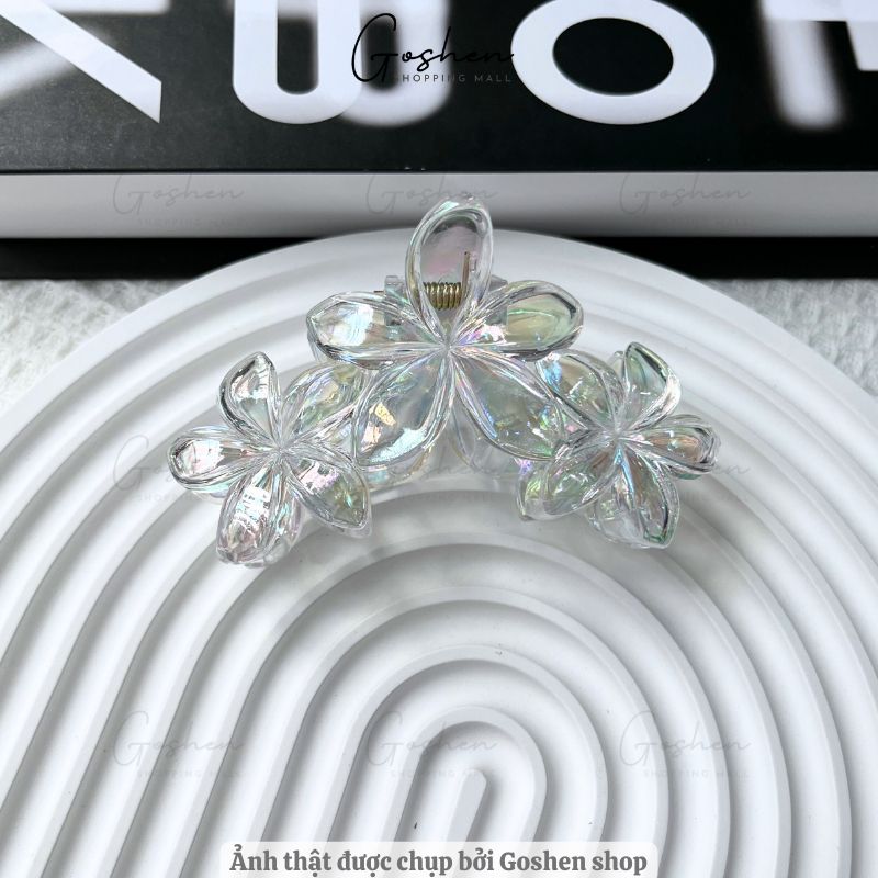 Kẹp Hoa Sứ Càng Cua 3 Hoa Hologram Cao Cấp Hàn Quốc