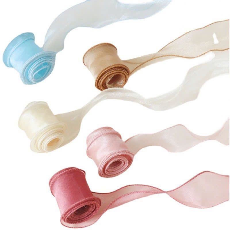 (4cm x Dài 4m) Cuộn Ruy Băng Voan Viền Sóng và Ánh Galaxy, Màu Sắc Trẻ Trung Thắt Nơ,Bó Hoa,Trang Trí Hộp Quà