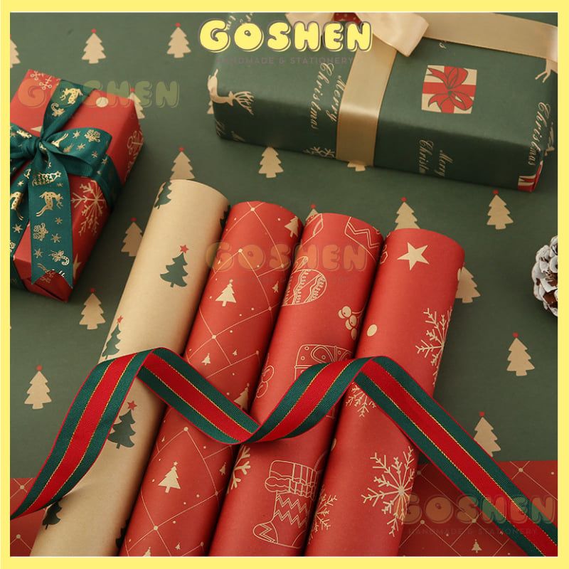 Giấy Gói Hoa, Giấy Gói Quà Hoạ Tiết Noel Cao Cấp, Dày Dặn