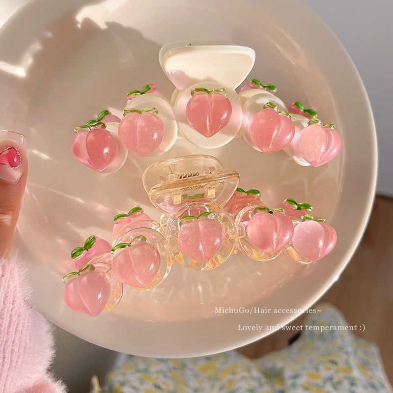 Kẹp Tóc Hình Trái Đào Pastel Nhẹ Nhàng Phong Cách Hàn Quốc