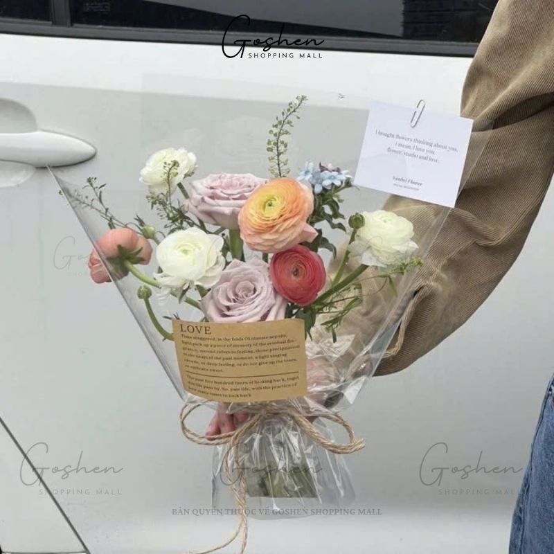 (50cm x 50cm) Giấy Bóng Kiếng Trong Suốt Gói Hoa, Quà, Trái Cây. Kích Thước