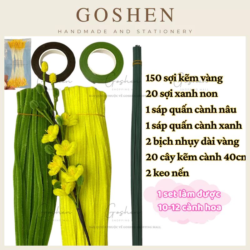 Set Nguyên Liệu Làm Hoa Mai, Hoa Đào, Hoa Sen, Cành Quýt