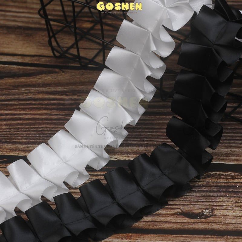 (Bản 4cm) Voan Bèo Xếp Li Bằng Lụa Trang Trí Hoa