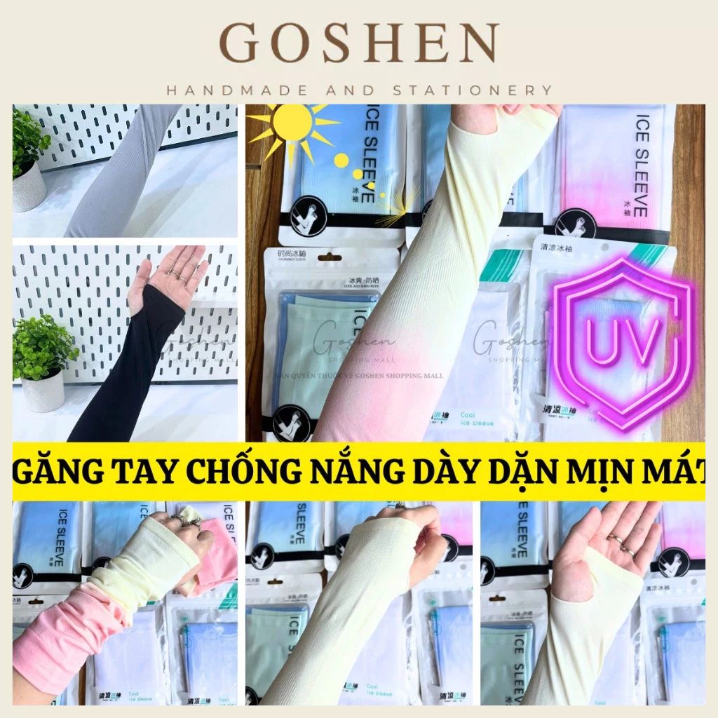 Găng Tay Chống Nắng, Ống Tay Chống Nắng UPF50+ Vải Dày Mịn Mát