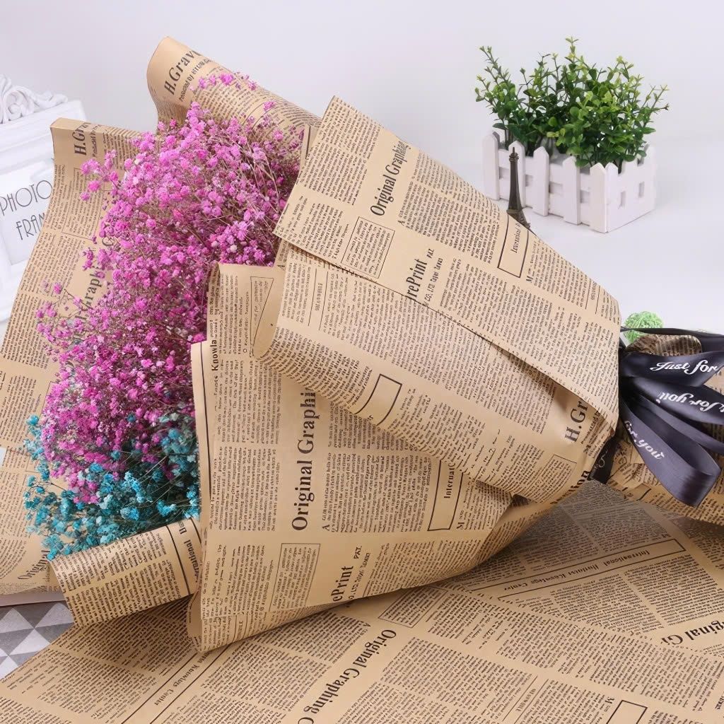 (50x70cm) Giấy Báo Gói Hoa, Gói Quà, Giấy Kraft Vintage