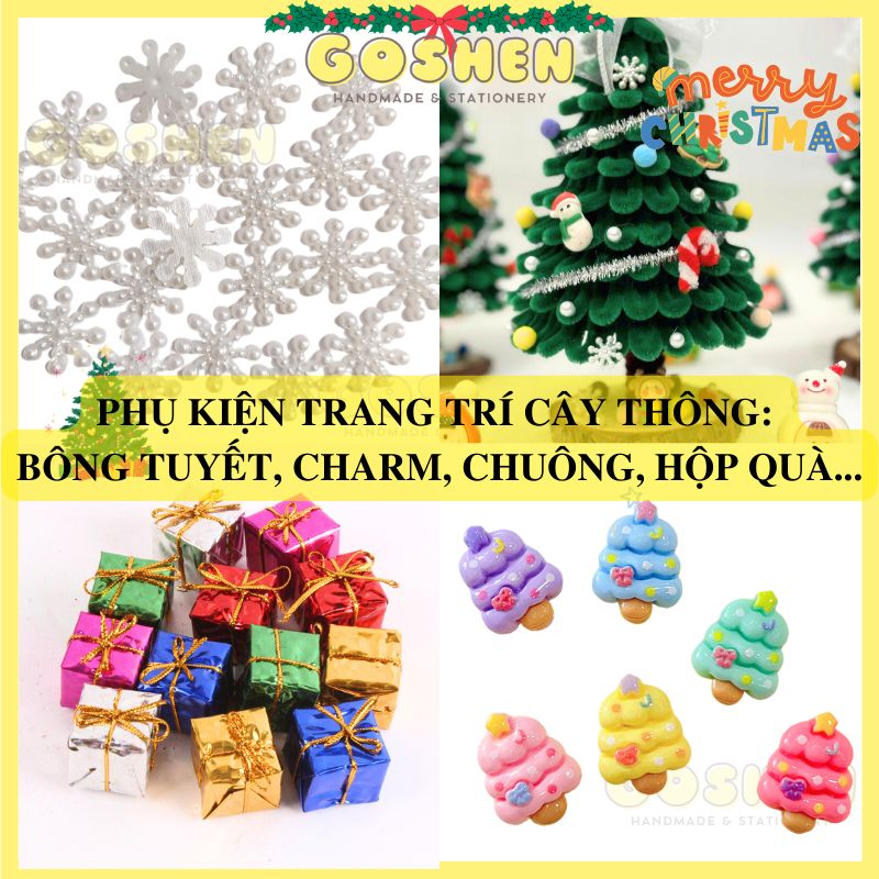 Charm Bông Tuyết, Charm Hạt Ngọc, Chuông, Hộp Quà Phụ Kiện Trang Trí Noel, Giáng Sinh
