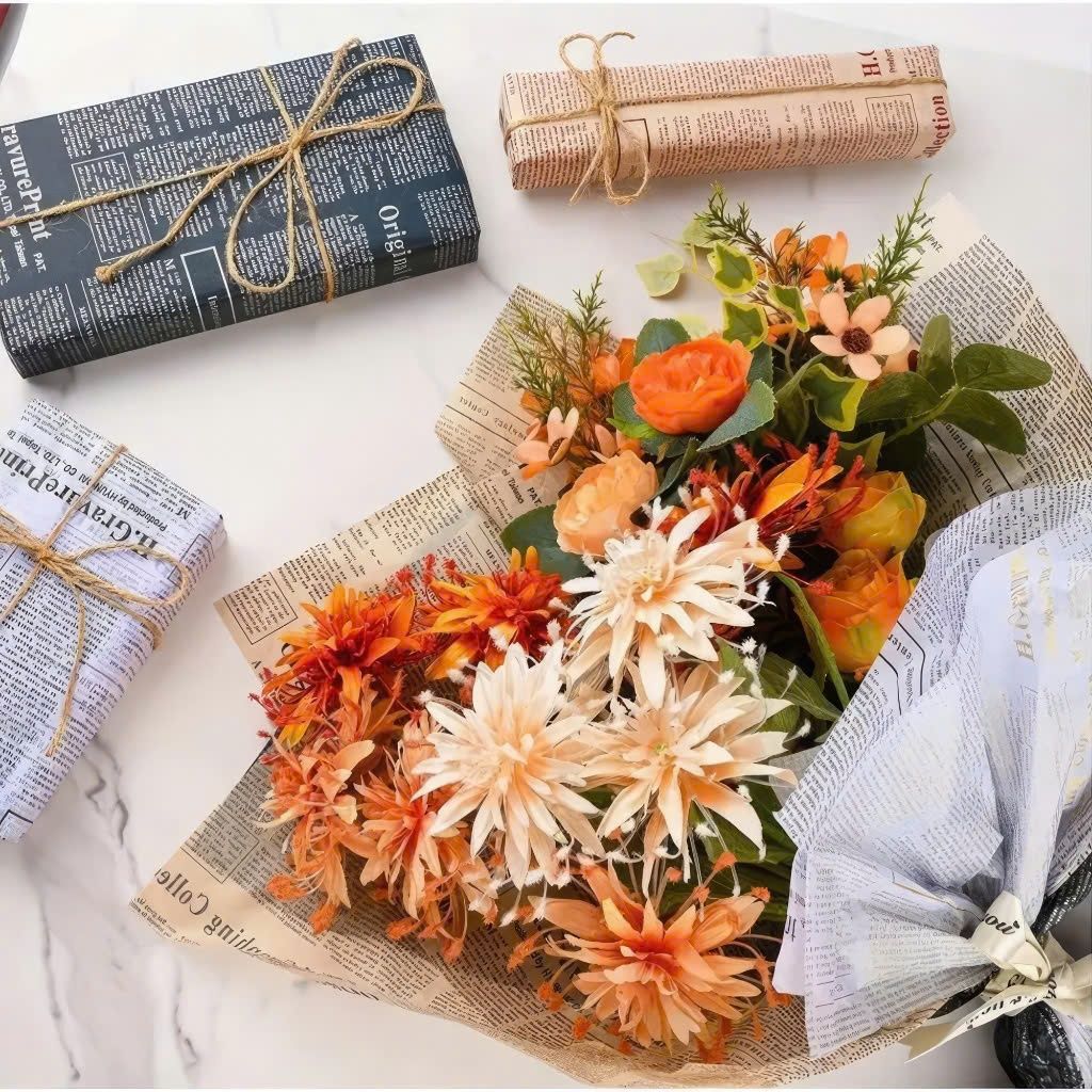 (50x70cm) Giấy Báo Gói Hoa, Gói Quà, Giấy Kraft Vintage