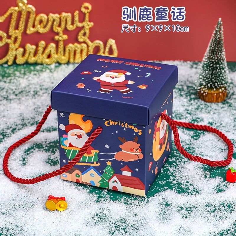 (Chưa Lắp) Hộp Quà Tặng Giáng Sinh Xinh Xắn Có Quai Xách