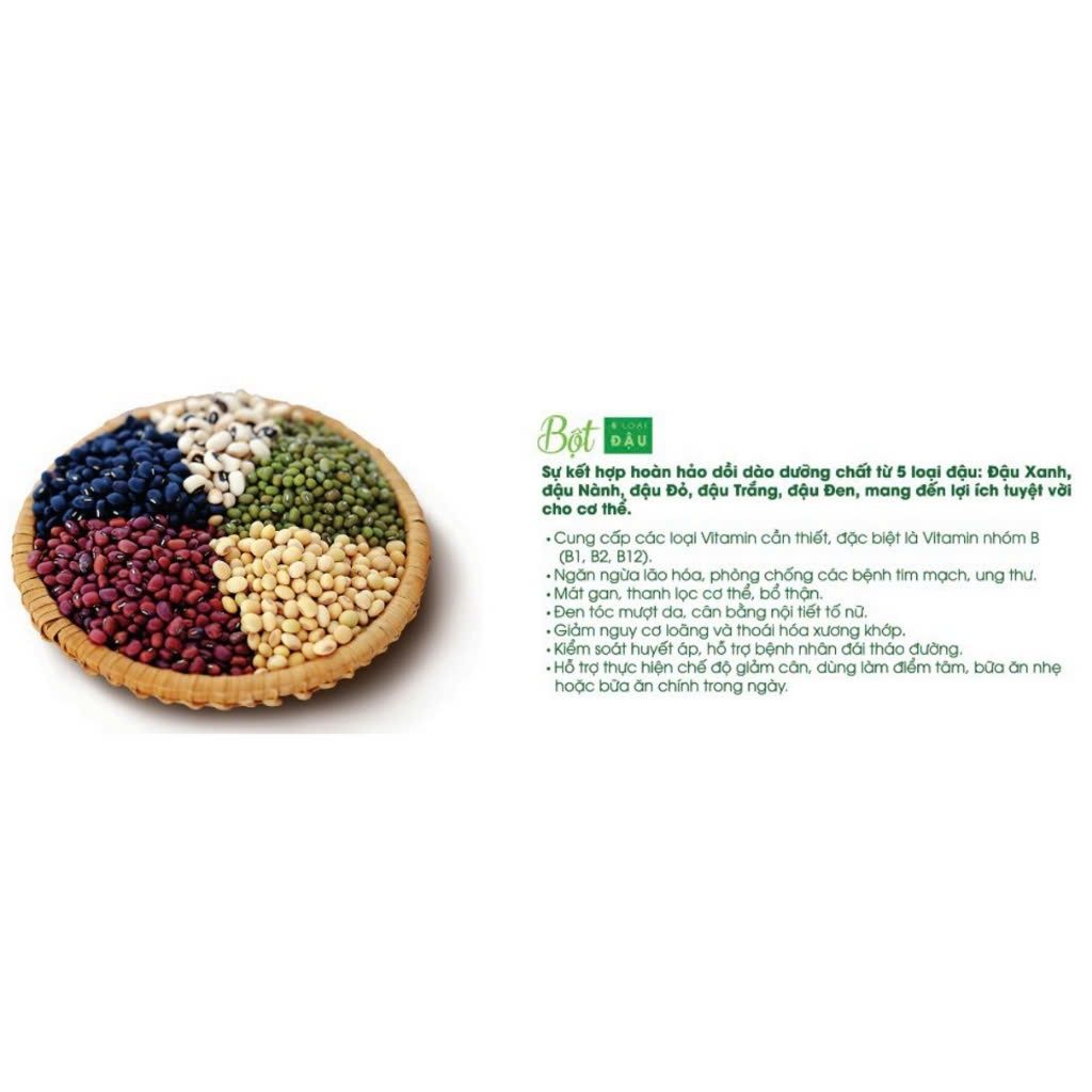 Bột 5 Thứ Đậu Nhân Sen NGUYÊN CHẤT Thanh Long Uống Liền Lotus Bean Mix Powder 10 gói x35gr