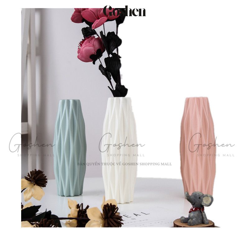 Lọ Hoa - Bình Hoa Nhựa Giả Gốm, Decor Tối Giản Nhưng Tinh Tế.