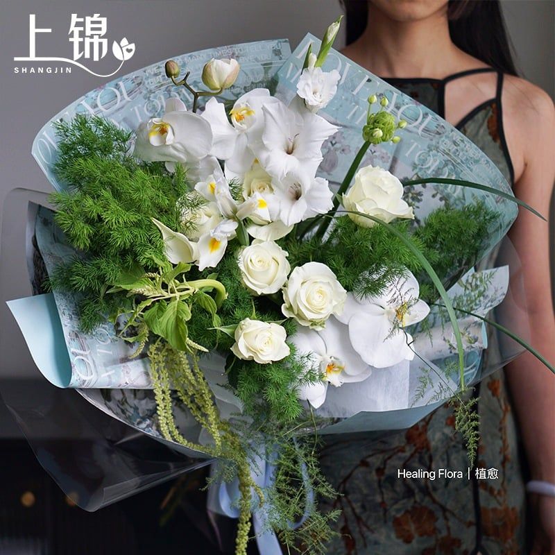(38x52cm) Giấy Gói Hoa Chữ Tiếng Anh Họa Tiết- Foam Cứng - Phong Cách Trang Nhã - Không Thấm Nước