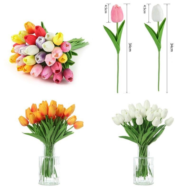 Hoa Tulip Giả Bằng Cao Su PU Dùng Trang Trí Decor Xinh Xắn