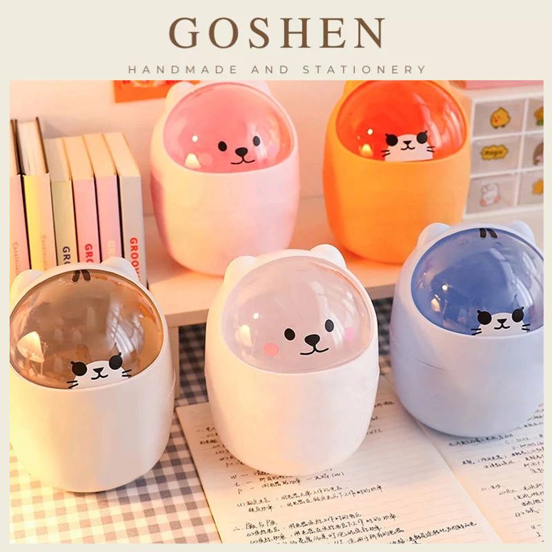Thùng Rác Mini Hình Gấu Dễ Thương Để Bàn Tiện Lợi (Tặng Kèm Sticker)