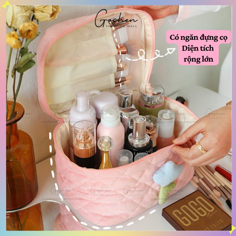 Túi Đựng Đồ Trang Điểm Mỹ Phẩm Du Lịch Hoa Tulip Nhiều Ngăn Nhỏ Gọn