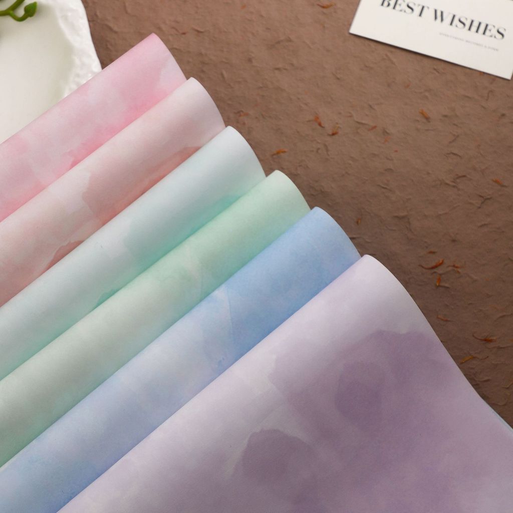 (38x50cm) Giấy Gói Hoa Phong Cách SFUMATO, Màu Nước Cao Cấp, Không Thấm Nước.