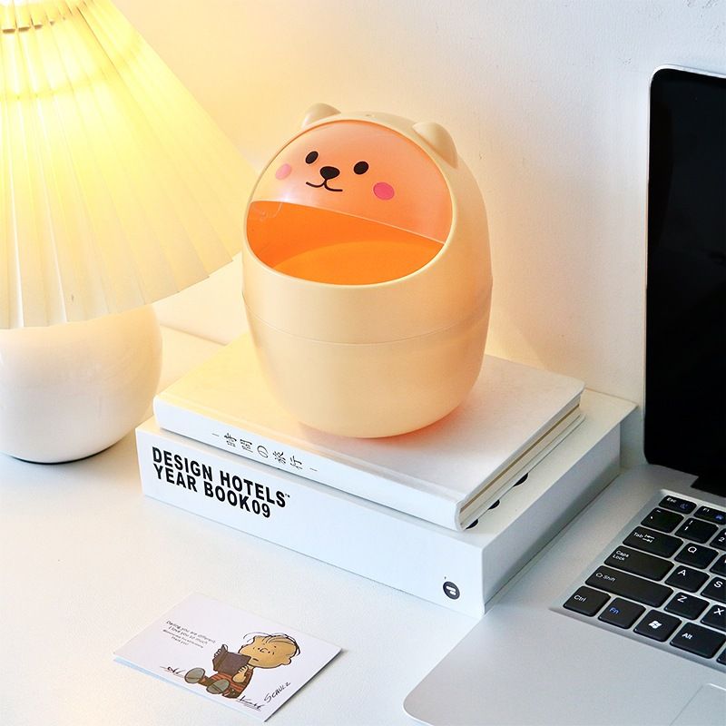 Thùng Rác Mini Hình Gấu Dễ Thương Để Bàn Tiện Lợi (Tặng Kèm Sticker)