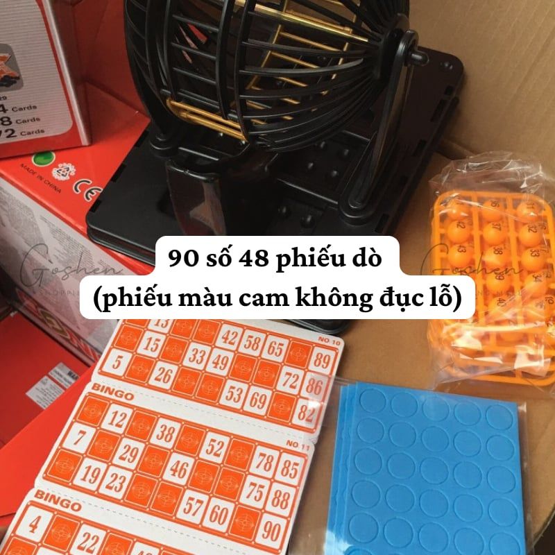 Đồ Chơi Lồng Quay Lô Tô Cao Cấp BINGO LOTTO 90 Số (48 Phiếu Tờ Dò)