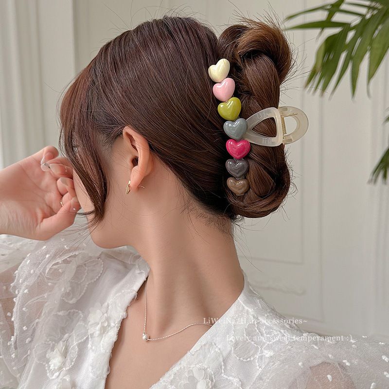 Kẹp Tóc Cho Tóc Dài Hạt Tròn Trái Tim Cao Cấp Dễ Thương Hàn Quốc