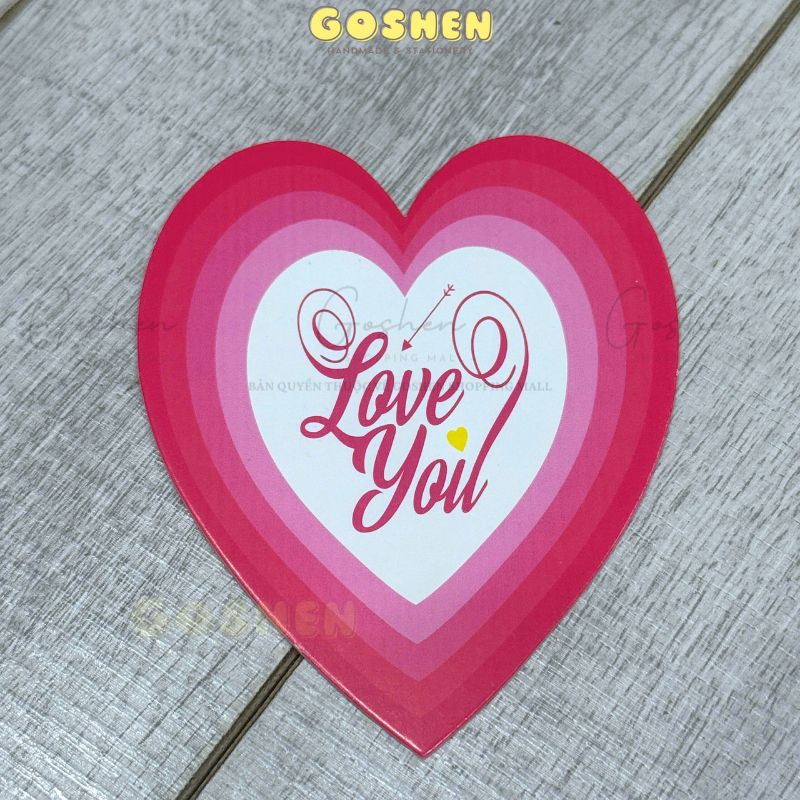 (6x6cm) Banner Trái Tím Trang Trí Bó Hoa, Bánh Kem Sinh Nhật, Ngày Kỉ Niệm,Ngày Lễ 8/3, Valentine.