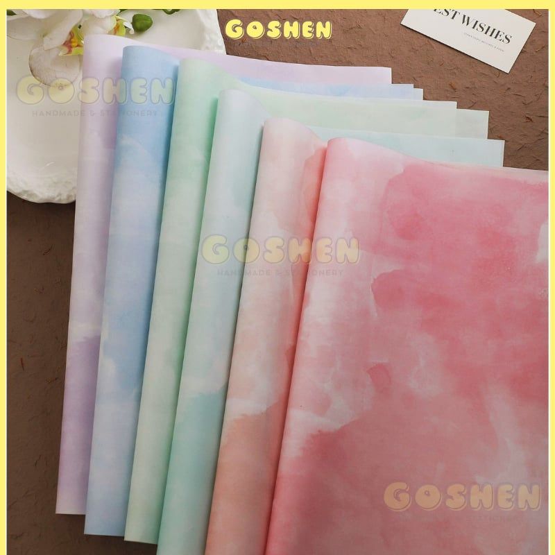 (38x50cm) Giấy Gói Hoa Phong Cách SFUMATO, Màu Nước Cao Cấp, Không Thấm Nước.