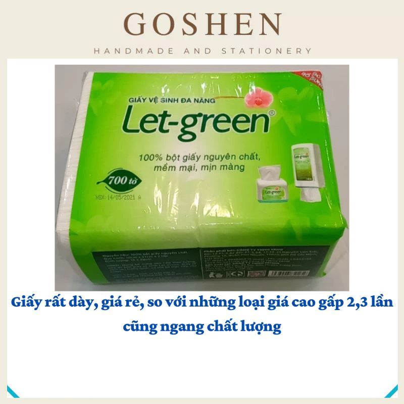 Bao bổ sung khăn giấy rút Let-green 700 tờ (100 x 210mm x 2 lớp)