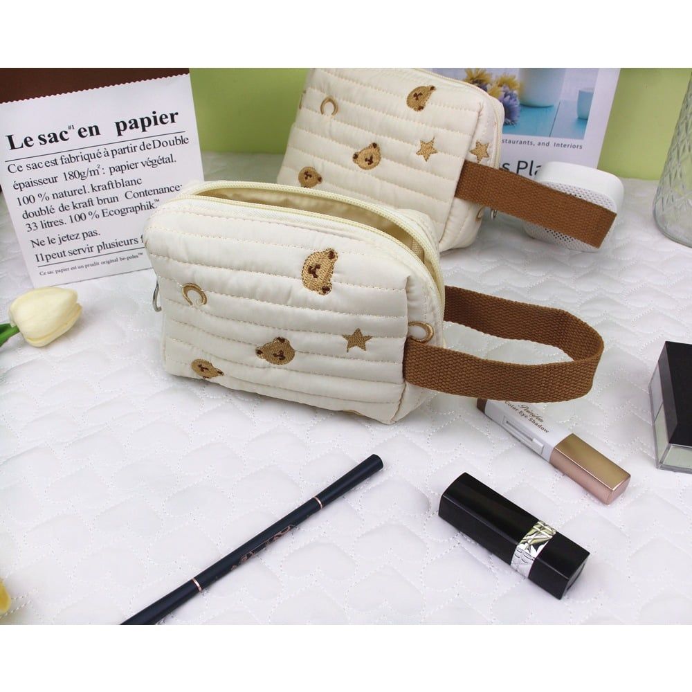 Túi Đựng Đồ Mỹ Phẩm, Hộp Bút Hình Gấu Hoa Hàn Quốc dễ thương