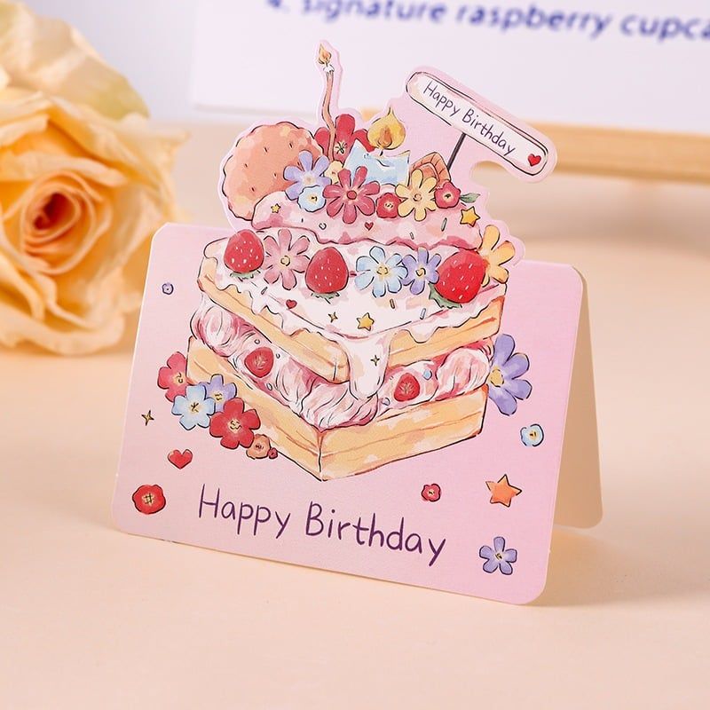 Thiệp Chúc Mừng Sinh Nhật Hình Bánh Kem Dễ Thương