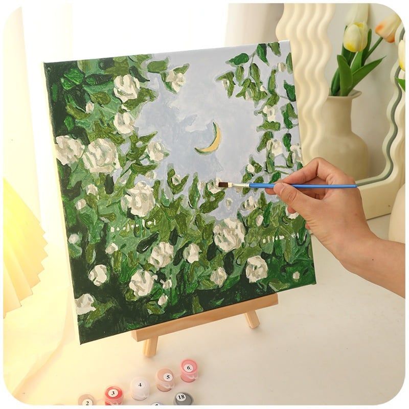 Tranh Tô Màu Số Hóa 20x20cm Mẫu Phong Cảnh Có Kèm Cọ Và Móc Treo