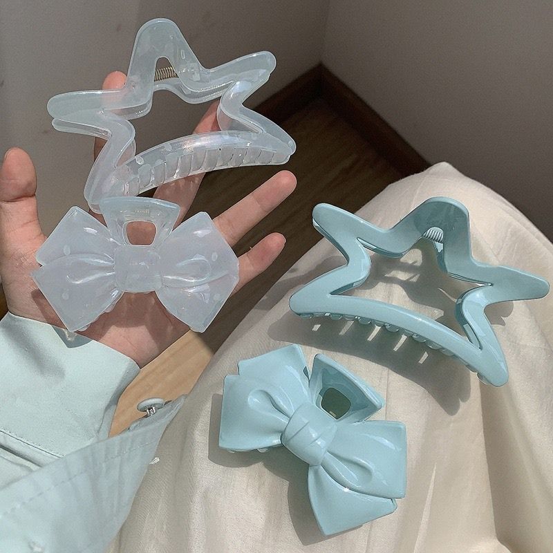Kẹp Nơ Ngôi Sao Xanh Dương Pastel Cao Cấp Phong Cách Hàn Quốc