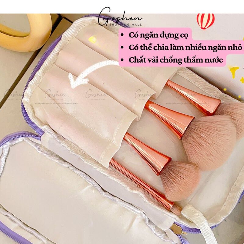 Túi Đựng Mỹ Phẩm Cao Cấp Nhiều Ngăn Vải Xốp Mềm Mại