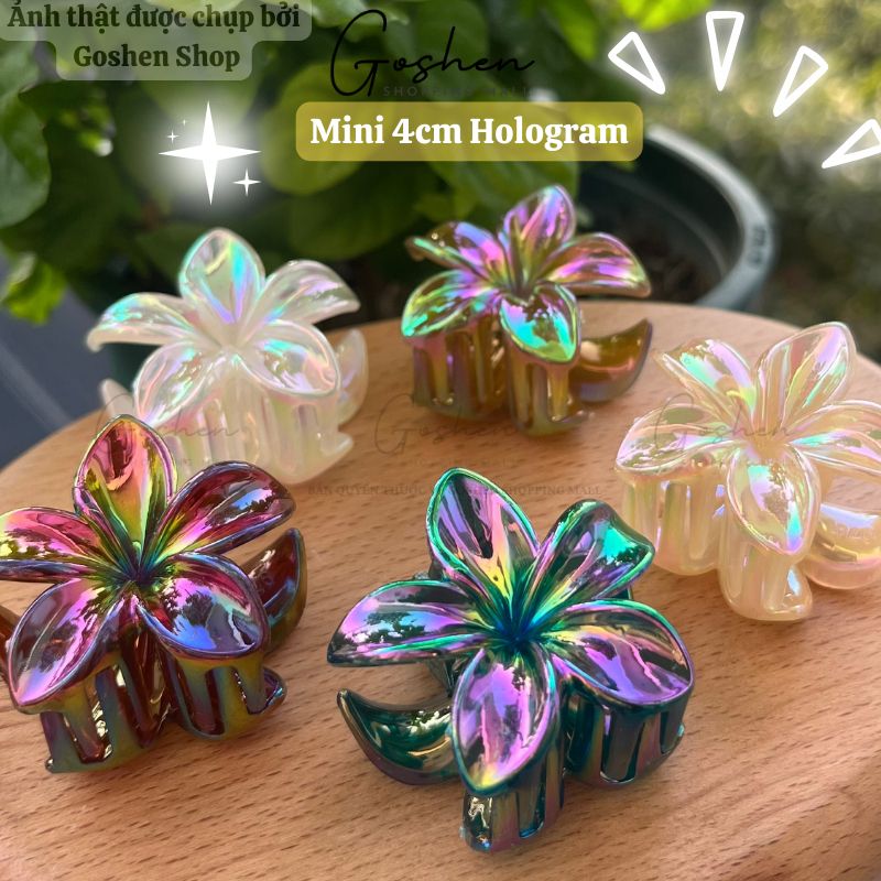 (Màu Mới) Kẹp Hoa Sứ Đủ Màu, Kẹp Hoa Sứ Tráng Gương, Hologram 8cm