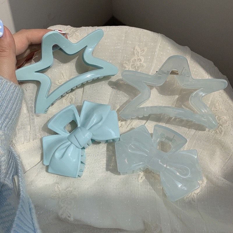 Kẹp Nơ Ngôi Sao Xanh Dương Pastel Cao Cấp Phong Cách Hàn Quốc