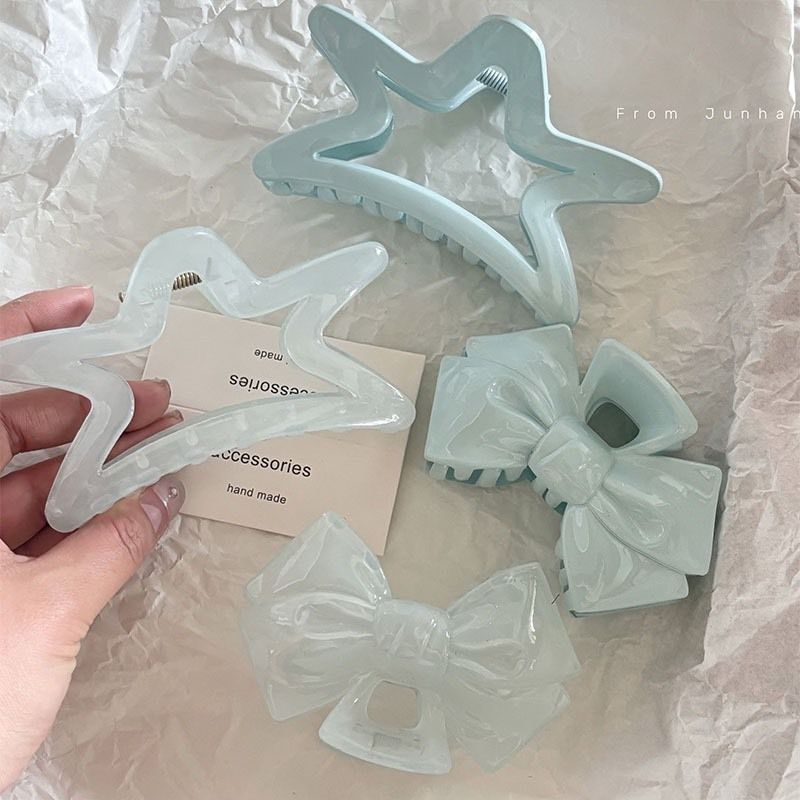Kẹp Nơ Ngôi Sao Xanh Dương Pastel Cao Cấp Phong Cách Hàn Quốc
