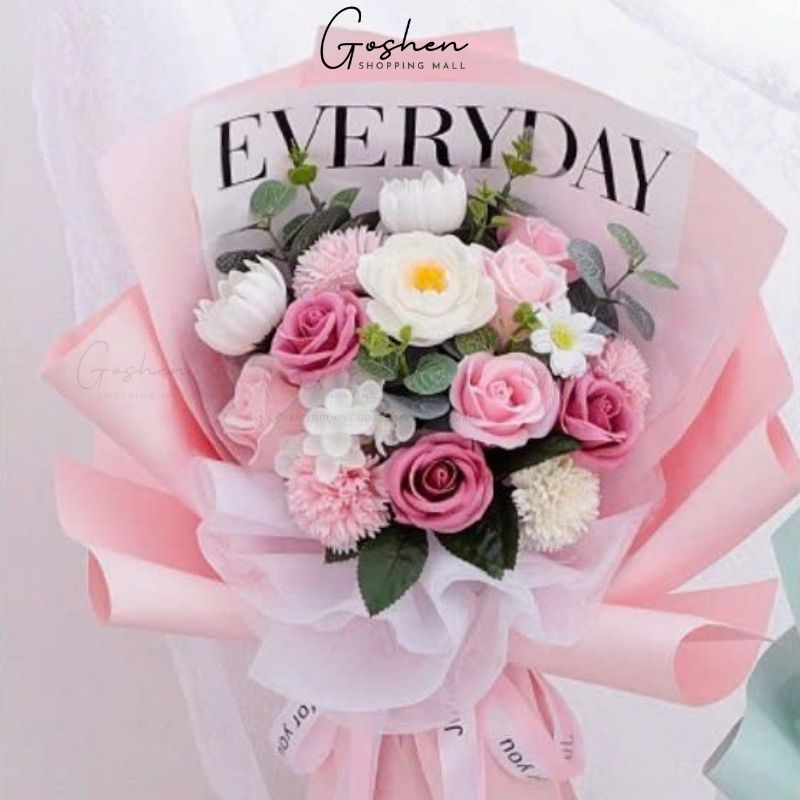 (45*30cm) Giấy Gói Hoa In Chữ Tiếng Anh Phông Trắng Không Thấm Nước - Giấy Gói Quà, Giấy Gói Hoa, Giấy Bó Hoa.