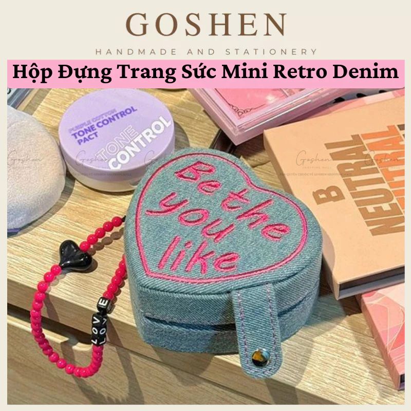 Hộp Đựng Trang Sức Mini Phong Cách Retro Denim