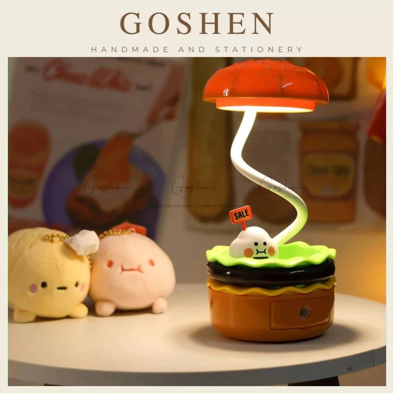 Đèn Ngủ, Đèn Bàn Led Sáng Tạo Hamburger Ánh Sáng Dịu Bảo Vệ Mắt