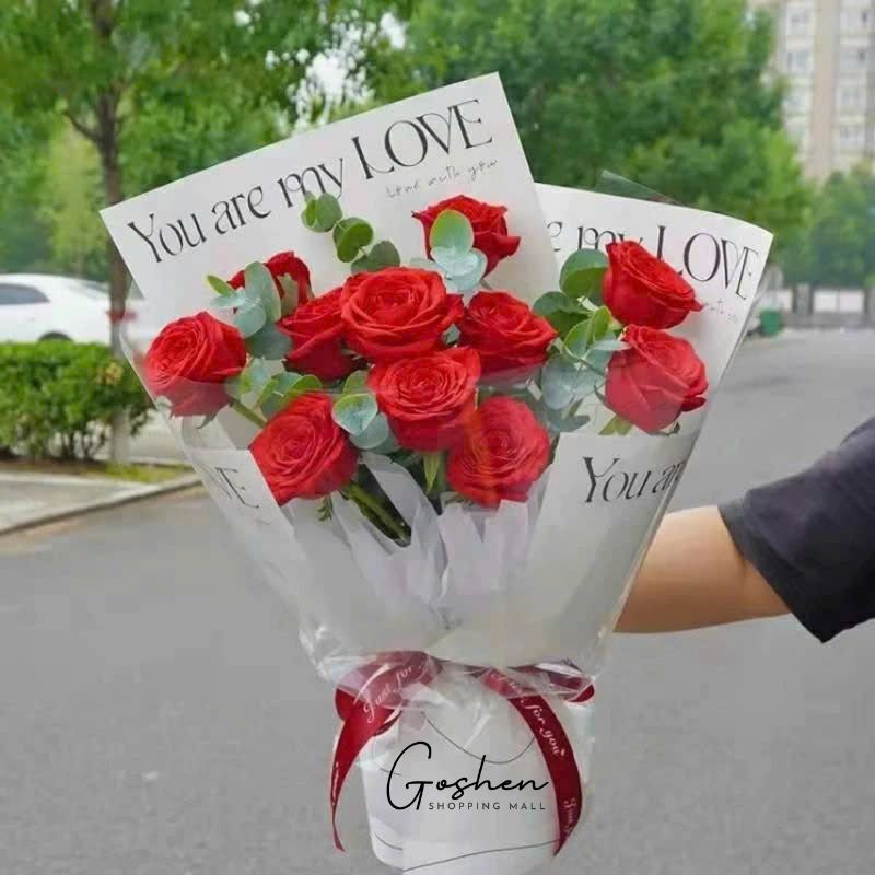 (45*30cm) Giấy Gói Hoa In Chữ Tiếng Anh Phông Trắng Không Thấm Nước - Giấy Gói Quà, Giấy Gói Hoa, Giấy Bó Hoa.