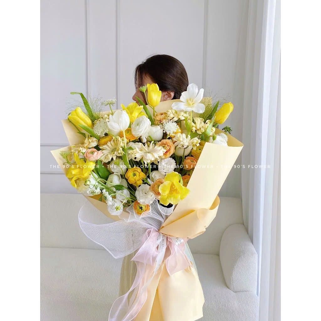 (58*58cm) Giấy Satin Gói Hoa Mờ Đặc Cao Cấp Không Thấm Nước, Màu Đẹp Sắc Nét.