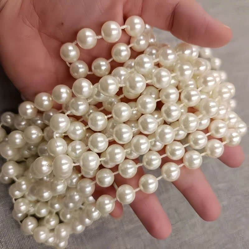(Dài ~70cm) Dây Nhựa Hạt Ngọc (8mm) Dành Cho Trang Trí Hoa Làm Handmade