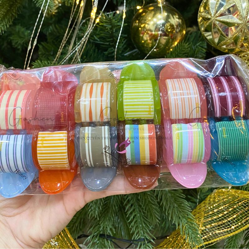 (Nhựa Xịn) Kẹp Tóc Càng Cua 3 Răng 6 Răng Honey, Mica Gấu Dâu, Có Charm 3D